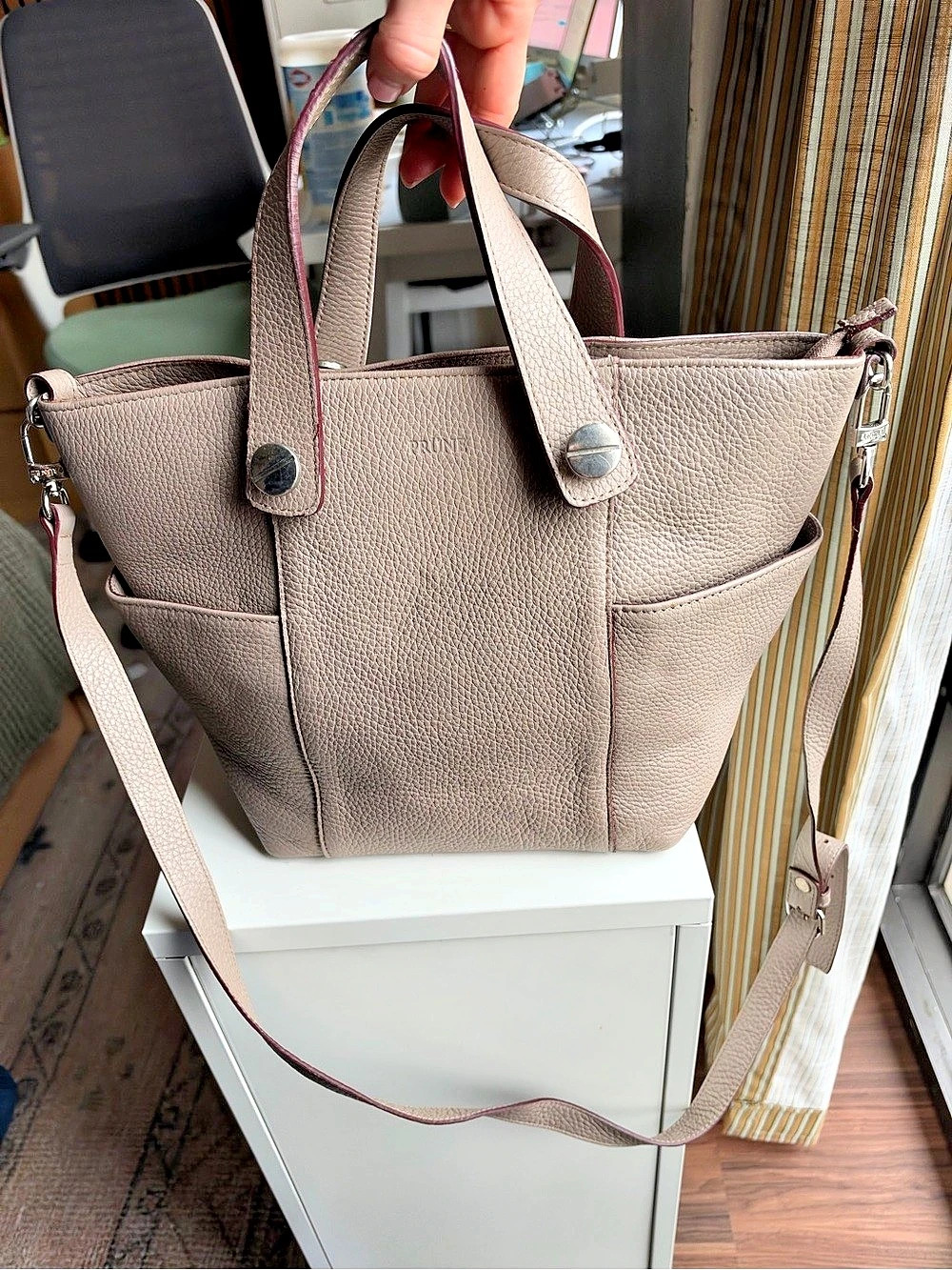 Prüne Taupe Leather Purse